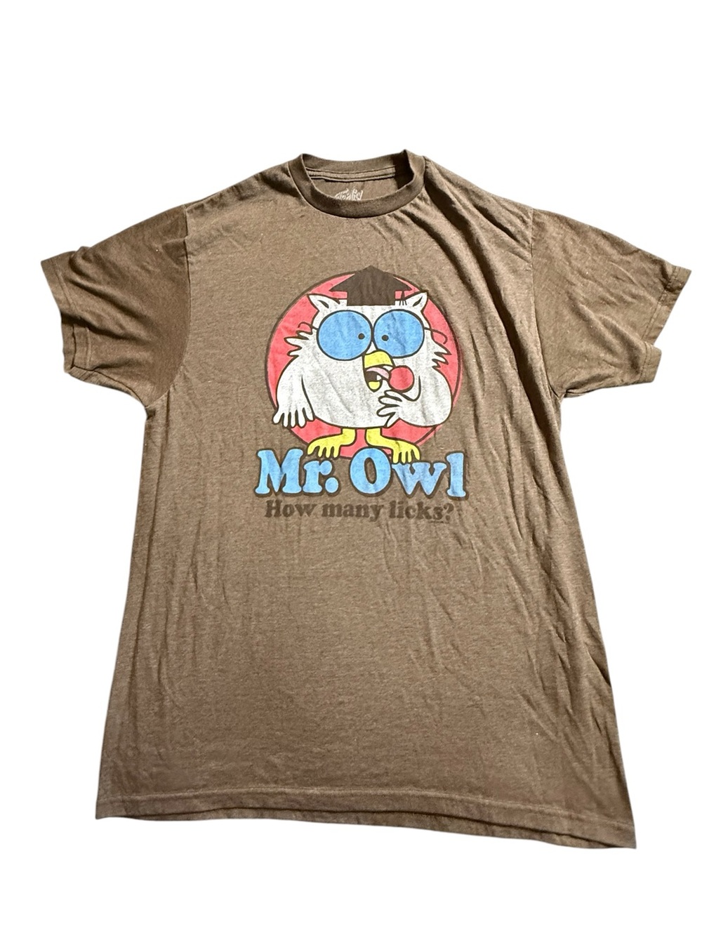 Tee Luv Mr Owl Tootsie Pop Graphic Tee Brown Large